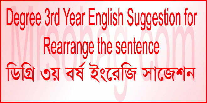 Degree 3rd Year English Suggestion for Rearrange the sentence